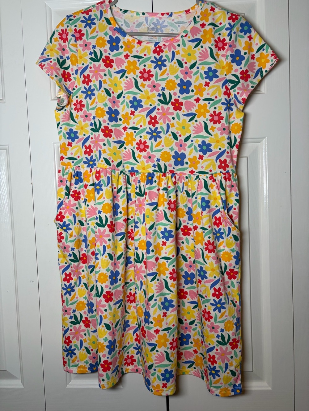 Wonder Nation Floral Short-Sleeve Casual Dress - Blue, Yellow, Pink, Red, Green
